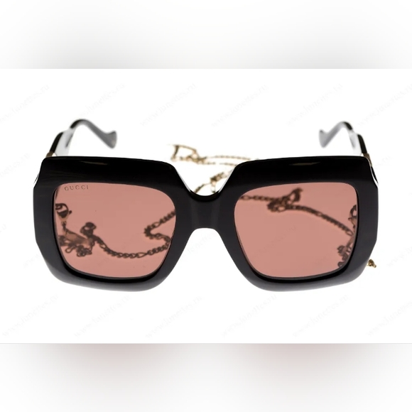 NEW GUCCI OVERSIZED SQUARE WOMEN'S SUNGLASSES WITH  GOLD CHAIN GG1022S 005 - Picture 13 of 14
